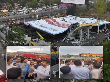 leader's dispute at hoarding place ghatkopar Sanjay Dina Patil criticizes Kirit Somaiya | होर्डिंग पडलेल्या ठिकाणीच नेते भिडले! संजय दिना पाटील किरीट सोमय्यांवर भडकले