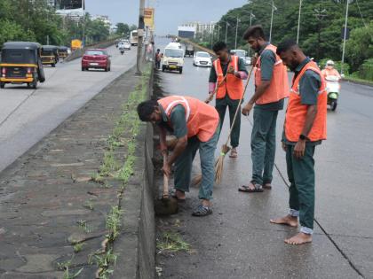 Even before the visit of the Chief Minister, the administration started work, the Sion-Panvel highway is shiny | मुख्यमंत्र्यांच्या दौऱ्यापूर्वीच प्रशासन लागले कामाला, सायन-पनवेल महामार्ग चकाचक