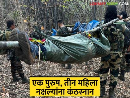 Fierce encounter on Maharashtra border; 'C-60' force kills four Naxalites in heavy rain | महाराष्ट्राच्या सीमेवर भयंकर चकमक; 'सी- ६०' दलाकडून भर पावसात चार नक्षल्यांचा खात्मा