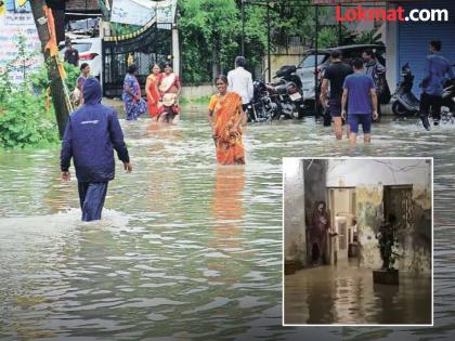 Akola Rain: Roads under water, water up to 3 feet in houses, snakes also entered; Citizens in dire straits | Akola Rain: रस्ते पाण्याखाली, घरांमध्ये 3 फुटापर्यंत पाणी, सापही शिरले; नागरिकांचे अतोनात हाल
