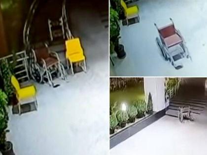 Viral Video : Wheelchair moving on its own in Chandigarh hospital | Ssshhhh... हॉस्पिटलमधील व्हीलचेअर अचानक चालू लागली; व्हिडीओ पाहून नेटिझन्सची झोप उडाली!