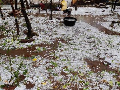 Hailstorm with untimely rain in bhandara district for the second day | जिल्ह्याला दुसऱ्या दिवशीही पावसासह गारपीटीने झोडपले, शेतकरी चिंतातूर