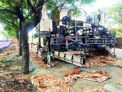 Cement concrete debris near tree trunks, crisis on 15-20 trees on nagpur Airport Road | हे झाडांना जगविण्याचे, की हळूहळू मारण्याचे प्लॅनिंग? 