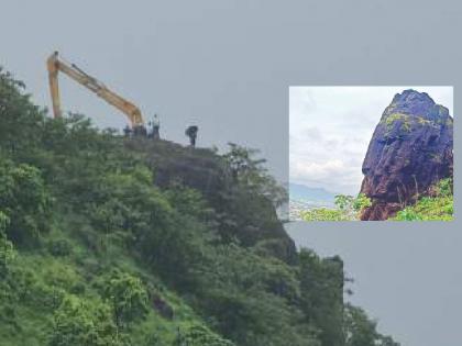 The administration demolished the dangerous stone in Yavateshwar Ghat even in heavy rain | Satara: यवतेश्वर घाटातील धोकादायक दगडाचा ‘कडेलोट’, मुसळधार पावसातही प्रशासनाची कार्यवाही