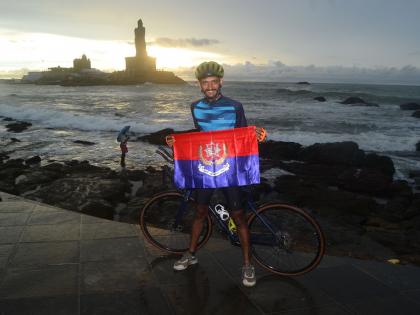 mumbai fire brigade jawan solo cycling completes the journey from kashmir to kanyakumari | सोलो सायकलिंगने पार पाडला काश्मीर ते कन्याकुमारीचा प्रवास; अग्निशमन दलाच्या जवानाची साहसी कामगिरी