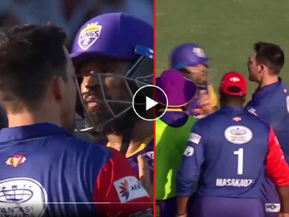 Legends League Cricket 2022: Mitchell Johnson abuses and pushes Yusuf Pathan, the latter smacks him all over the park, Video | Video : मिचेल जॉन्सनने शिवी दिली, युसूफ पठाणने धक्काबुक्की केली; Live मॅचमध्ये राडा अन्...