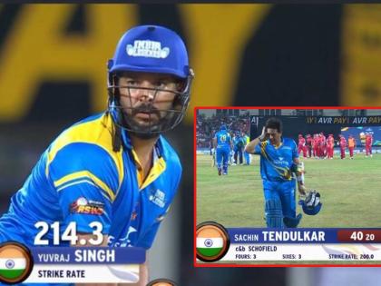 49 years old Sachin Tendulkar smashed 40 runs from just 20 balls at a strike rate of 200 with 30 runs through boundaries in Road Safety World Series | Sachin Tendulkar : ४९ वर्षीय सचिन तेंडुलकरचा तोच पुराना अंदाज! ६ चेंडूंत कुटल्या ३० धावा, युवराज सिंगही बरसला
