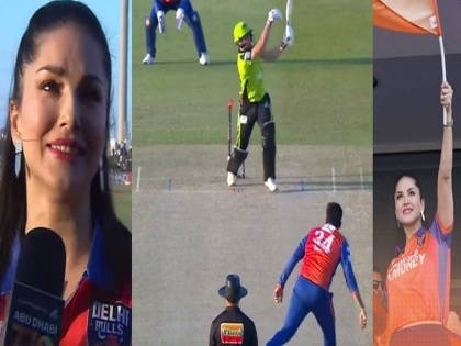 Video: Sunny Leone jumps in joy after Zaheer Khan picks two-wicket in one over during T10 League 2019 | Video: एकाच षटकात झहीर खाननं दोन विकेट घेताच सनी लियोनी झाली भलतीच आनंदी
