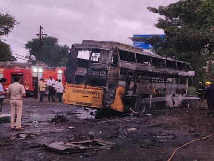 First I threw my wife down from the window; Nashik bus fire survivor's eye view | Nashik Bus Fire: खिडकीतून बायकोला आधी खाली फेकले, मग मी उडी मारली; नाशिक बस आगीतून बचावलेल्याची आखोंदेखी