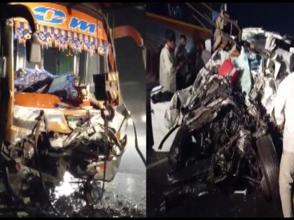 Terrible accident in Gujarat navsari; 9 killed, 32 injured in bus-Fortuner collision | Gujarat Accident: गुजरातमध्ये भीषण अपघात; बस-फॉर्च्युनरच्या धडकेत ९ जणांचा मृत्यू, ३२ जखमी