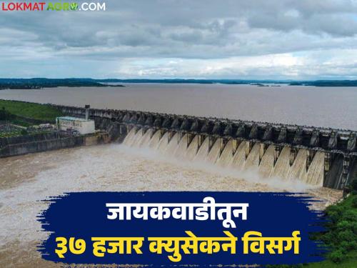 37 thousand cusecs discharged from 18 gates of Jayakwadi; 32 TMC water released into Godavari basin till date | जायकवाडीच्या १८ दरवाजांमधून ३७ हजार क्युसेकने विसर्ग; ३२ टीएमसी पाणी आजपर्यंत सोडले गोदावरी पात्रात