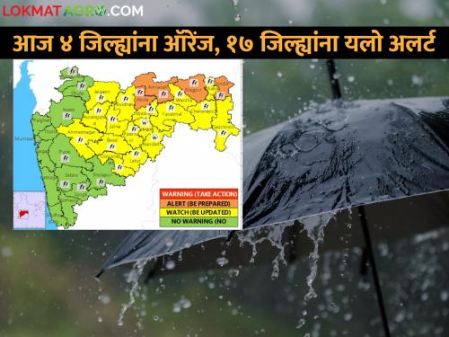 Weather alert: Orange alert for 4 districts and yellow alert for 17 districts in the state | Weather alert: राज्यात ४ जिल्ह्यांना ऑरेंज, तर १७ जिल्ह्यांना यलो अलर्ट