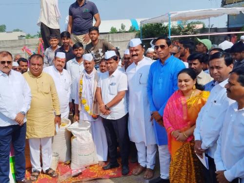 Glossary and oilseeds auction starts at Manori Khurd Center of Lasalgaon Market | लासलगांव मार्केटच्या मानोरी खुर्द केंद्रावर भुसार व तेलबियांच्या लिलावाला सुरूवात