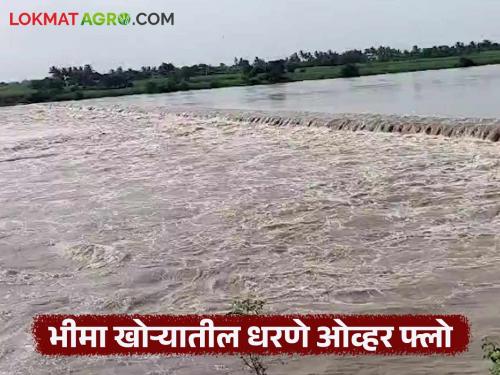 Dams in Bhima Valley overflow; 16 gates of Ujani Dam opened, releasing 15 thousand cusecs into Bhima river basin | भीमा खोऱ्यातील धरणे ओव्हर फ्लो; उजनी धरणाचे १६ दरवाजे उघडून १५ हजार क्युसेक विसर्ग भीमा नदी पात्रात सुरू