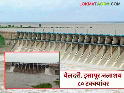 latest news Dam Water Storage: Yeldari-Isapur project in Hingoli 80% full; relief for farmers! | Dam Water Storage : हिंगोलीतील येलदरी-इसापूर प्रकल्प ८०% भरले;शेतकऱ्यांना दिलासा!