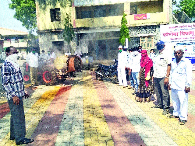 Disinfection spraying at Devgaon | देवगाव येथे जंतुनाशक फवारणी Disinfection spraying at Devgaon | देवगाव येथे जंतुनाशक फवारणी