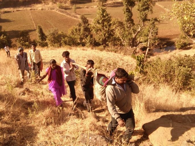 Pregnant hospitalization by roping | डोली करुन गर्भवतीची दवाखान्यात भरती Pregnant hospitalization by roping | डोली करुन गर्भवतीची दवाखान्यात भरती