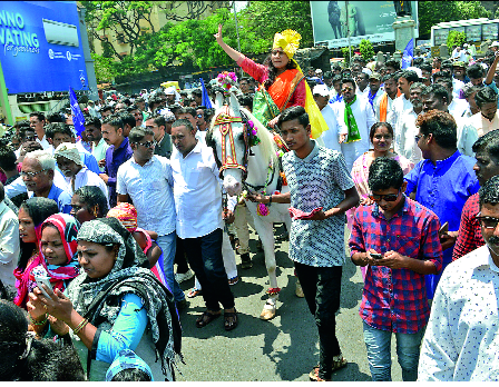 Riding on the horse's horse, filing candidacy | माळींची घोड्यावरून सवारी, दाखल केली उमेदवारी Riding on the horse's horse, filing candidacy | माळींची घोड्यावरून सवारी, दाखल केली उमेदवारी