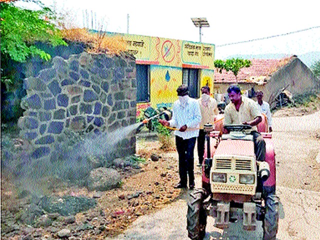 Spraying disinfectant from Sarpanch | सरपंचाकडून जंतुनाशक फवारणी Spraying disinfectant from Sarpanch | सरपंचाकडून जंतुनाशक फवारणी