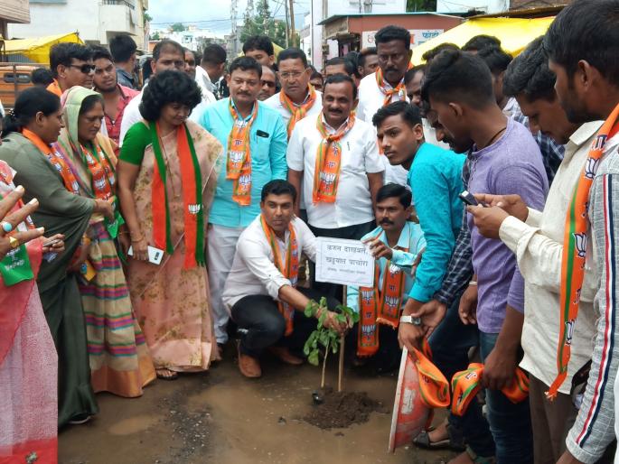 BJP's Elgar against the pits in Pachora city | पाचोरा शहरात खड्ड्यांविरोधात भाजपचा एल्गार BJP's Elgar against the pits in Pachora city | पाचोरा शहरात खड्ड्यांविरोधात भाजपचा एल्गार