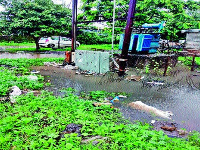 Rohitra underwater; Satpur-Ambed Link Road in the dark | रोहित्र पाण्याखाली; सातपूर-अंबड लिंकरोड अंधारात Rohitra underwater; Satpur-Ambed Link Road in the dark | रोहित्र पाण्याखाली; सातपूर-अंबड लिंकरोड अंधारात