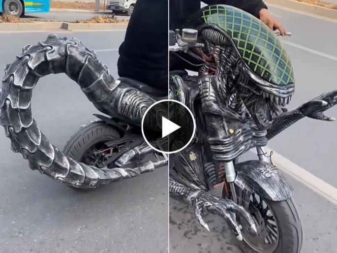 Amazing Modify bike video goes viral on social media watch video | खतरनाक! 'बाइक आहे की यमराजाची सवारी...?', व्हिडीओ बघून लोक झाले अवाक्... Amazing Modify bike video goes viral on social media watch video | खतरनाक! 'बाइक आहे की यमराजाची सवारी...?', व्हिडीओ बघून लोक झाले अवाक्...