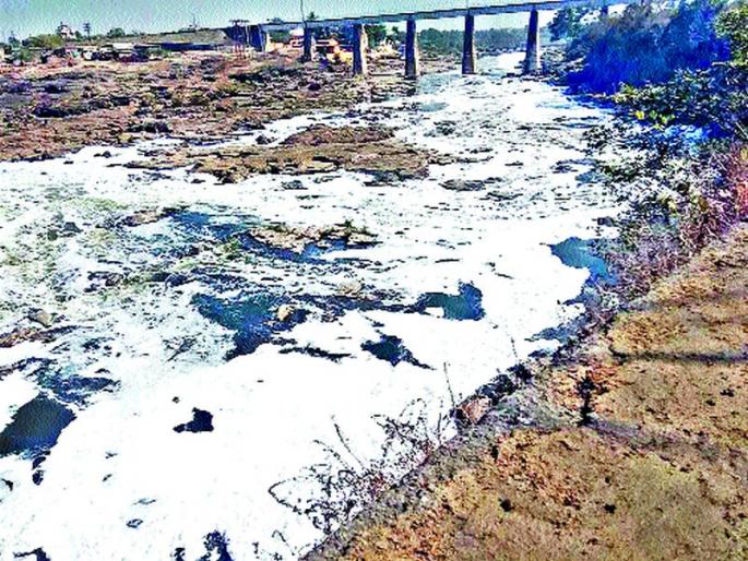 Foamy Water: Citizens' Health Problems Eklavya Bandha | फेसाळयुक्त पाणी : नागरिकांच्या आरोग्याचा प्रश्न एकलहरे बंधाºयात पाणवेली