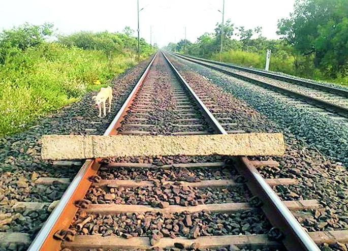 Unidentified persons put cement sleepers on the railway tracks | अज्ञातांनी रेल्वेमार्गावर ठेवले सिमेंट स्लीपर