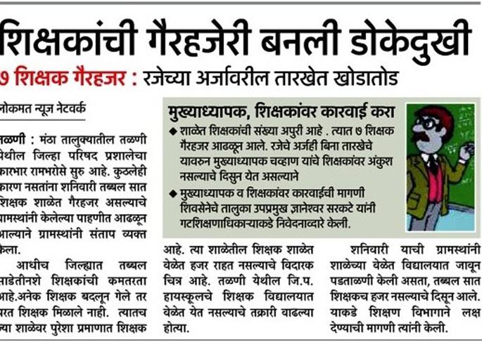 Talni Zp school inspected by BDO | तळणी जि.प. शाळेची बीडीओंकडून झाडाझडती