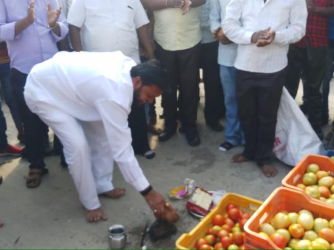 Launch of woven tomato market | वणीच्या टमाटा मार्केटचा शुभारंभ Launch of woven tomato market | वणीच्या टमाटा मार्केटचा शुभारंभ