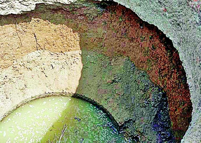 The well was dug during the excavation; Four laborers survived | खोदकामादरम्यान विहीर खचली; चार मजूर बचावले The well was dug during the excavation; Four laborers survived | खोदकामादरम्यान विहीर खचली; चार मजूर बचावले