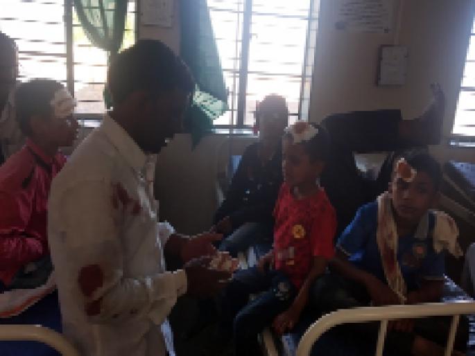 15 injured in Jeep's marriage | लग्नाच्या व-हाडाची जीप उलटून १५ जण जखमी 15 injured in Jeep's marriage | लग्नाच्या व-हाडाची जीप उलटून १५ जण जखमी