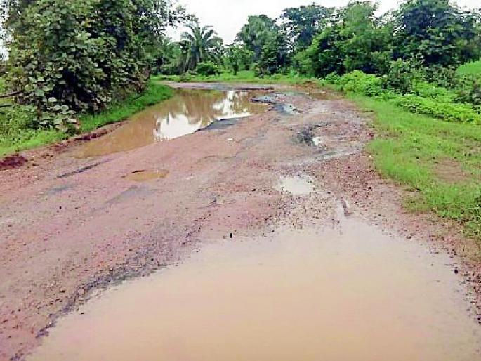 18 students of the village take their lives in a paved way through a paved road | १८ गावातील विद्यार्थ्यांचा खड्डेमय मार्गाने जीव मुठीत घेऊन प्रवास 18 students of the village take their lives in a paved way through a paved road | १८ गावातील विद्यार्थ्यांचा खड्डेमय मार्गाने जीव मुठीत घेऊन प्रवास
