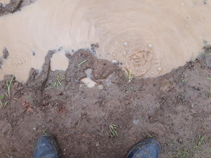 Water bubbles are coming from the land of Nirgude | निरगुडे येथील जमिनीतून निघताहेत पाण्याचे बुडबुडे Water bubbles are coming from the land of Nirgude | निरगुडे येथील जमिनीतून निघताहेत पाण्याचे बुडबुडे