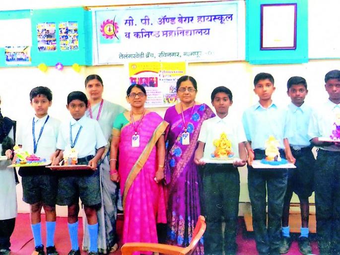 Ganesh Chaturthi 2018; Students made Ganpati from Panchgavya | Ganesh Chaturthi 2018; विद्यार्थ्यांनी केला पंचगव्यापासून गणपती