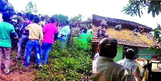 Stuck in the house for 14 hours | तब्बल १४ तास बिबट्याचा घरात ठिय्या