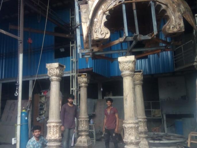 Kolhapur: Complete the work of Shahu Samudhastha Memorial, complete the connection test | कोल्हापूर : शाहू समाधिस्थळ मेघडंबरीचे काम पूर्ण, जोडणीची चाचणी पूर्ण