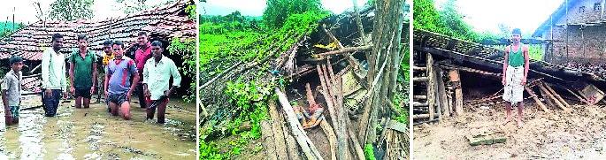 Hundreds of rain fall in hundreds of villages | शेकडो गावांत पावसामुळे हाहाकार Hundreds of rain fall in hundreds of villages | शेकडो गावांत पावसामुळे हाहाकार