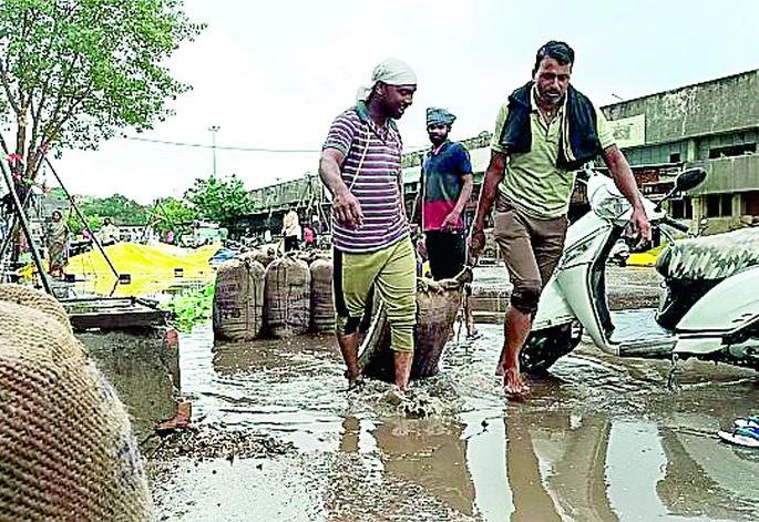 Punchnama of soaked agricultural commodities in the market committee | बाजार समितीत भिजलेल्या शेतमालाचे पंचनामे करा