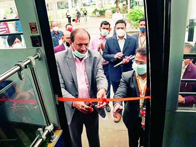 Shuttle bus service between Airport Metro Station | विमानतळ ते एअरपोर्ट मेट्रो स्टेशनदरम्यान शटल बससेवा सुरू Shuttle bus service between Airport Metro Station | विमानतळ ते एअरपोर्ट मेट्रो स्टेशनदरम्यान शटल बससेवा सुरू