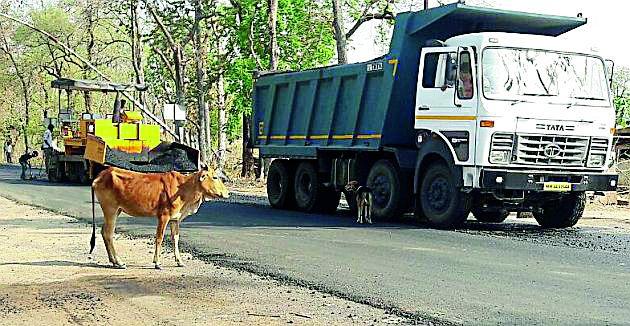 Start of correction of Sironcha road | सिरोंचा मार्गाची दुरूस्ती सुरू Start of correction of Sironcha road | सिरोंचा मार्गाची दुरूस्ती सुरू
