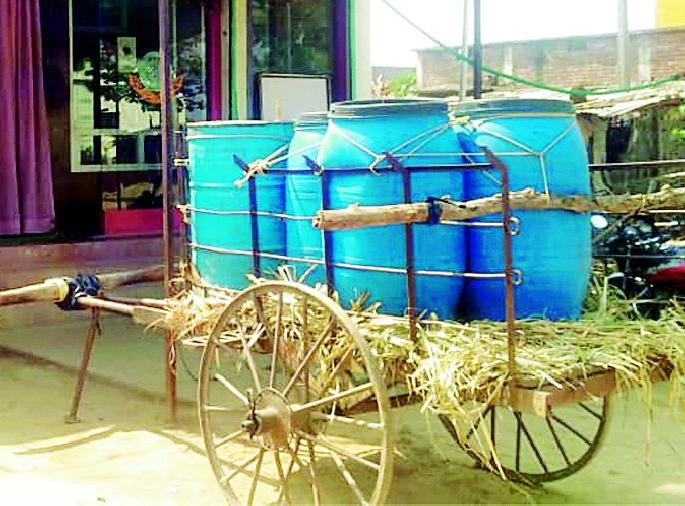 The water needs to be brought from the wells of the fields | शेतातील विहिरीवरून आणावे लागते पाणी The water needs to be brought from the wells of the fields | शेतातील विहिरीवरून आणावे लागते पाणी