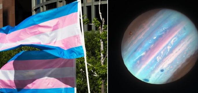 The color of a Guru planet is like a transgenor flag? Photos published by NASA | गुरू ग्रहाचा रंग ट्रान्सजेंडर ध्वजासारखा? नासाने प्रसिद्ध केले छायाचित्र The color of a Guru planet is like a transgenor flag? Photos published by NASA | गुरू ग्रहाचा रंग ट्रान्सजेंडर ध्वजासारखा? नासाने प्रसिद्ध केले छायाचित्र