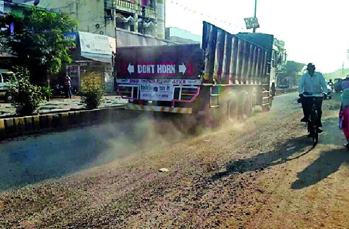 Due to dusty citizens' health risks | धुळीमुळे नागरिकांचे आरोग्य धोक्यात Due to dusty citizens' health risks | धुळीमुळे नागरिकांचे आरोग्य धोक्यात