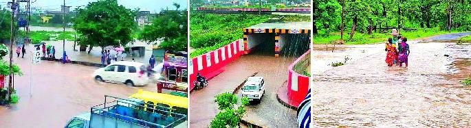 Due to heavy rains, life-threatening jam | मुसळधार पावसाने जनजीवन ठप्प Due to heavy rains, life-threatening jam | मुसळधार पावसाने जनजीवन ठप्प