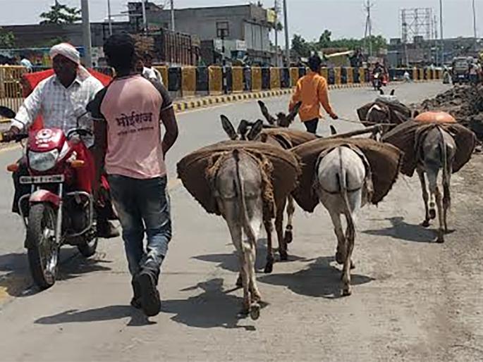 The sand is laid down for the show, the brick layer below | खाली वाळू टाकून दिखाव्यासाठी वर रचला जातो खडी, विटांचा थर The sand is laid down for the show, the brick layer below | खाली वाळू टाकून दिखाव्यासाठी वर रचला जातो खडी, विटांचा थर