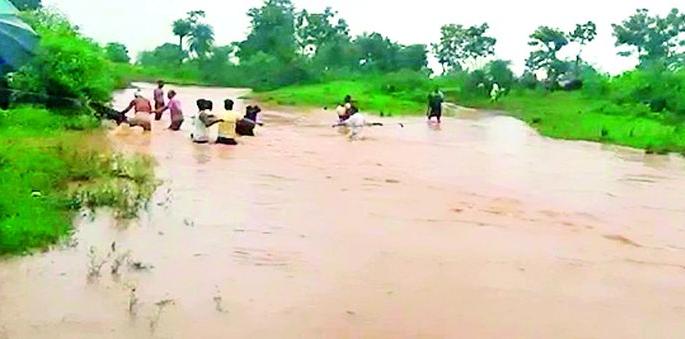 Floods in nallas, hundreds of villages flooded | नाल्यांना पूर, शेकडो गावात शिरले पाणी