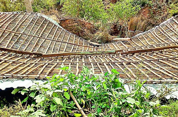 The stormy wind made the roof of the house | वादळी वाऱ्याने घराचे छत उडाले The stormy wind made the roof of the house | वादळी वाऱ्याने घराचे छत उडाले