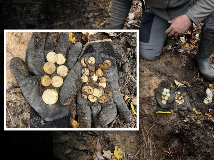 Metal Detectors find a mysterious treasure trove of gold coins in a forest in Poland Facebook viral post | युद्धाचं साहित्य शोधत होते लोक, अचानक सापडला सोन्याचा खजिना आणि मग... Metal Detectors find a mysterious treasure trove of gold coins in a forest in Poland Facebook viral post | युद्धाचं साहित्य शोधत होते लोक, अचानक सापडला सोन्याचा खजिना आणि मग...
