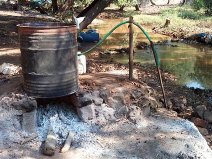 Illegal production of liquor from Wadaswatri lake in Parli | परळीत वडसावित्री तलावातून दारुचे बेकायदेशीर उत्पादन